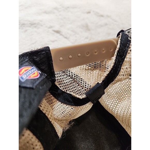 DICKIES Since‎ 1922 Workwear Vintage Snapback Foam Mesh Trucker Hat Cap Navy Tan - Picture 8 of 8